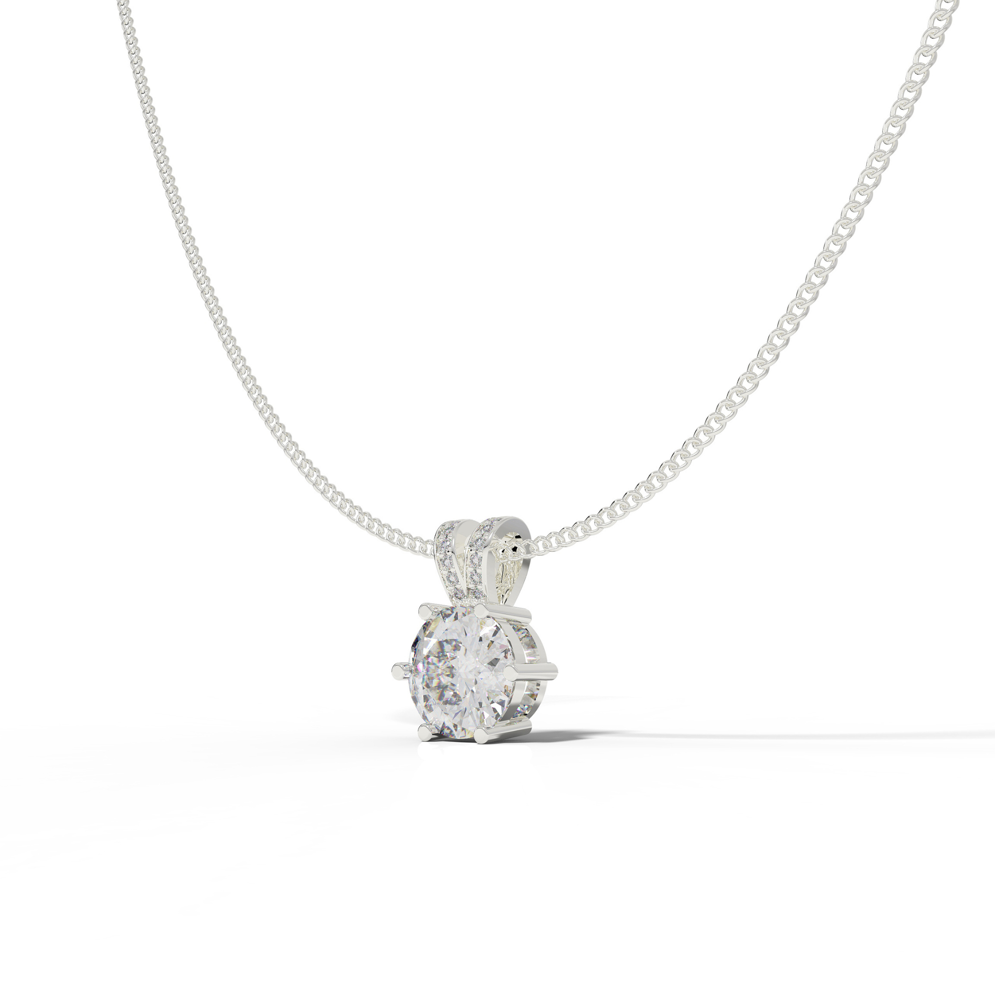 Round Cut Solitaire Pendant- Hallmarked 925 Sterling Silver